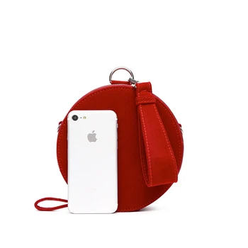 

New Fashion Women Bag Mini Velvet Handbags Zipper Round Shoulder Bag Lusury Red Pocket Winter Messenger Bags