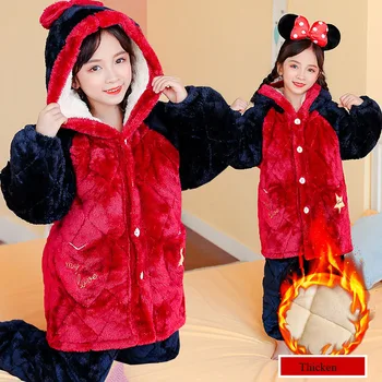 

Girls Winter Pajamas Set Three-layer Cotton Thicken Kids Pyjamas Christmas Children Flannel Pijamas Suit Sleepwear 10 12 Years