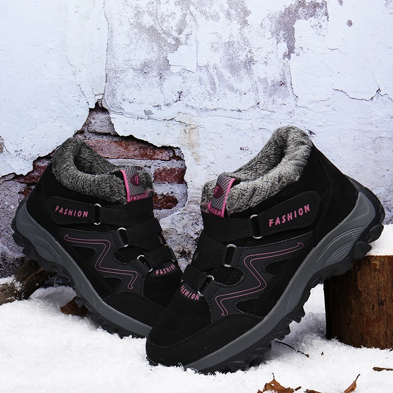 

2021 Winter Women Shoes Warm Fur Plush Lady Casual Shoes Lace Up Fashion Sneakers Platform Snow Boots Big Size 42