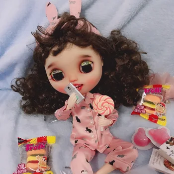 

Blyth Doll NBL 1/6 BJD Customized Frosted Face,big eyes Fashion girl makeup Ball Jointed Doll Gothic style series 4