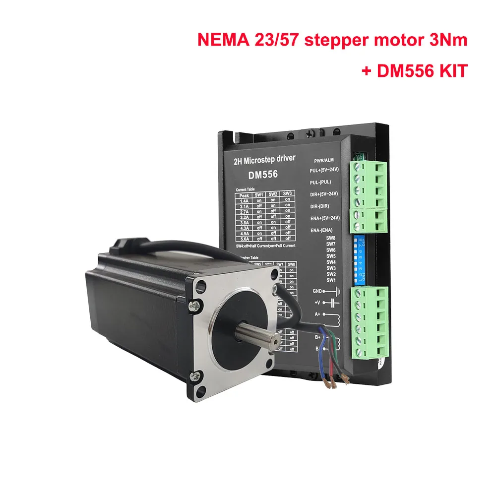 Nema 23 3N.m 스테퍼 모터 키트 DM556 디지털 스테퍼 모터 드라이버 2 상 5.6A cnc 조각 기계 키트