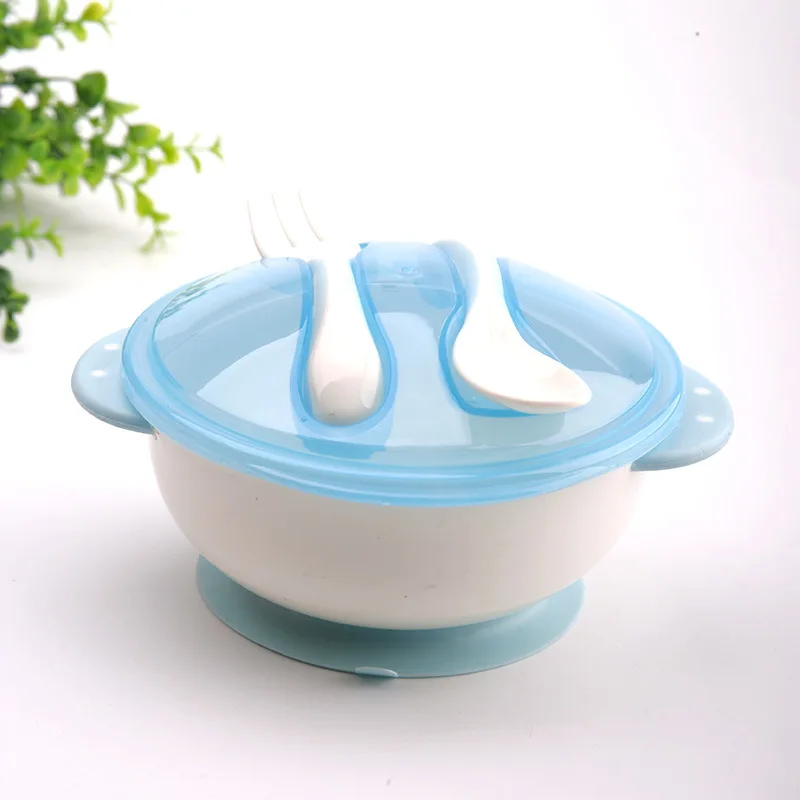 3Pcsset Baby Suction Cups Learning Dishes Kids Safety Spoon Fork Dinnerware Set Children Feeding Assist Bowls Tableware T0788