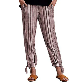 

Women's Pants 2019 Striped Slim Straight Leg Casual Stiped Pants With Pockets Pants Women Pants Female Clothes New