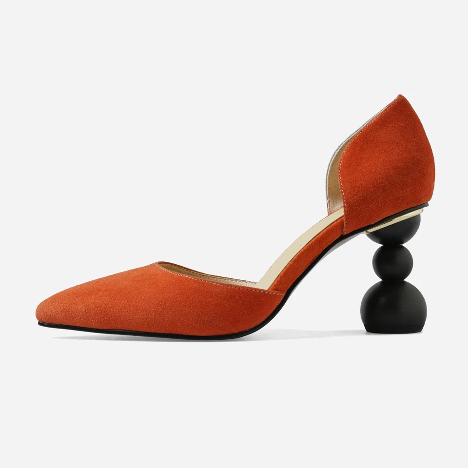orange pumps heels