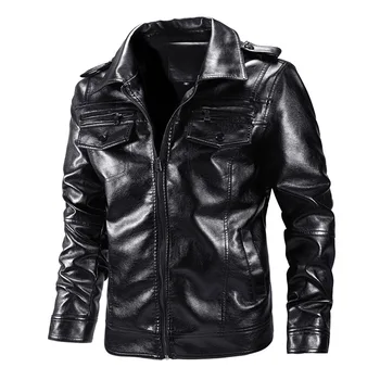 

New Autumn Winter Motorcycle Leather Jacket Men Warm Windbreaker Hooded PU Jackets Male Outwear PU Baseball Jackets Size m-XXL