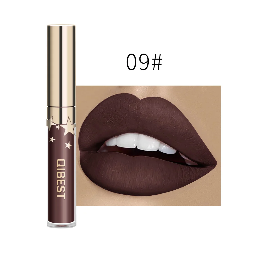 Qibest Waterproof Liquid Lip Gloss Metallic Matte Lipstick For Lips Cosmetic Sexy Batom Mate Lip Tint Makeup Lasting Lipgloss