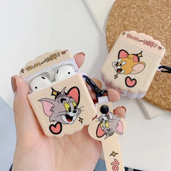 

Cute Cartoon Tom Cat and Jerry Mouse Lovely Silicone Protection Earphone Accessories Cover Cases For Apple Airpods 1/2 Case