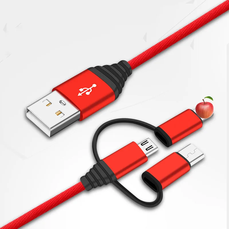 

Multi-function Three-in-one USB Data Cable for Apple Android Type-c 1m for Huawei Drag Three Braided Fast Charging Data Cable