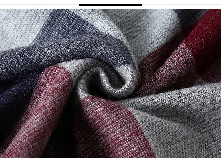 Luxury Brand Plaid Cashmere Scarf for Men Winter Warm Neckerchief Male Business Scarves Long Pashmina Christmas Gifts