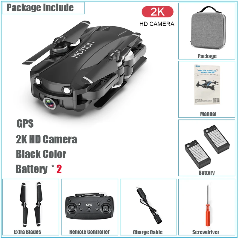 GPS 2K Black Bat 2 5G gps RC Квадрокоптер с камерой HD 2K Wifi FPV RC Дрон складной вертолет один ключ возврат дроны следуем за мной Квадрокоптер игрушки - Цвет: GPS 2K Black Bat 2