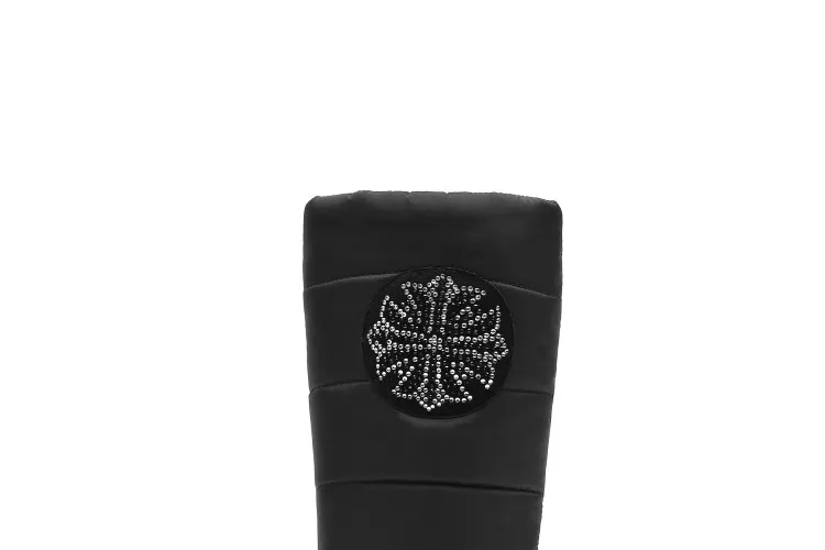 NASBAVI new Big size 35-43 New warm plush snow boots women platform boots solid color round head mid-calf snowflake crystal boot
