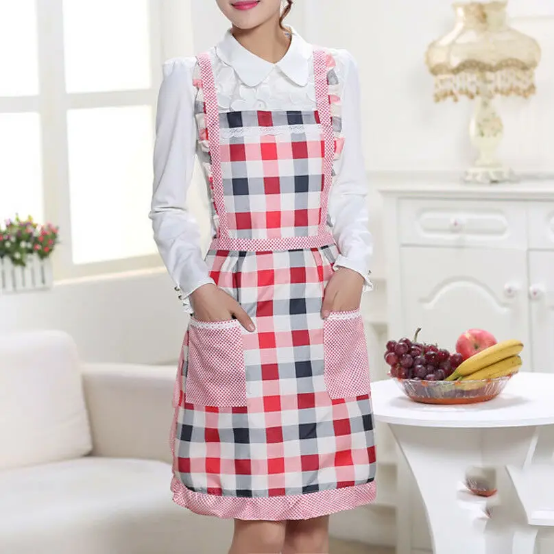 Women Lady adult Cooking Kitchen Apron Restaurant Home Cooking Chef Bib Aprons Dress Dining Room Barbecue with Pocket