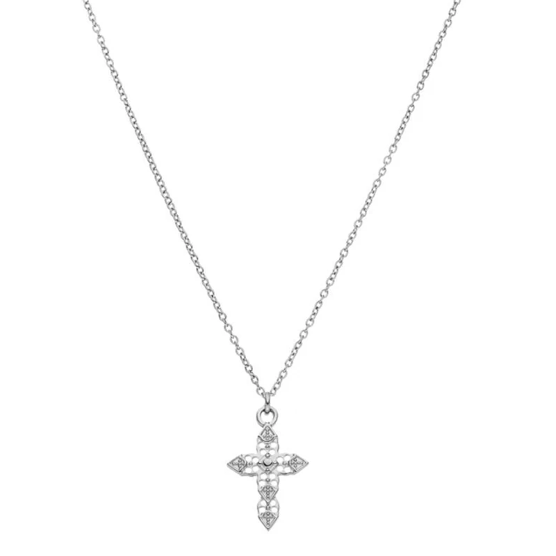 silver Mavis Hare Newest Stainless Steel Cross Necklace Cross Pendant for Woman Girl as Mother's Day Gift - Окраска металла: silver