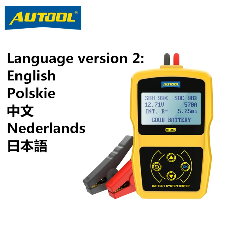 big car inspection equipment AUTOOL BT360 12V Auto Battery Tester 12v Car battery analyzer Cranking Multi-Language Diagnostic Tool Performance than bt460 car battery charger Code Readers & Scanning Tools