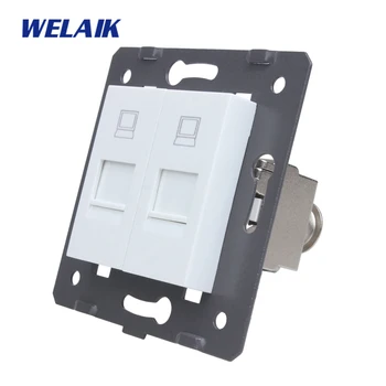 

WELAIK-1 Free Shipping PC Panel EU RJ45 CAT6A Super Shield Wall Computer Socket European Standard Outlet DIY Parts A82COCJW