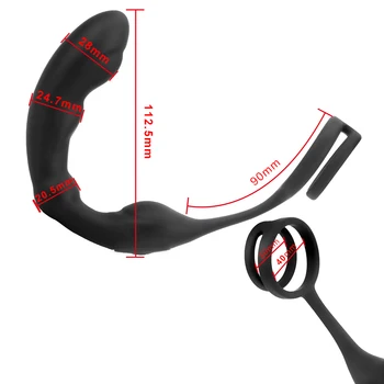 Silicone Anal Plug Butt Delay Ejaculation Ring Waterproof Massager Stimulator Sex Toy for Men Male Prostate Massage Vibrator 2