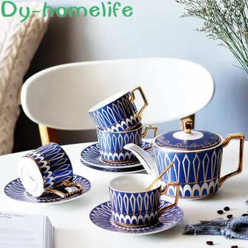 

Nordic Phnom Penh Colorful Pattern Ceramic Coffee Tea Set Ins Network Creative Home Restaurant Teapot Cup Saucer Set Coffee Set