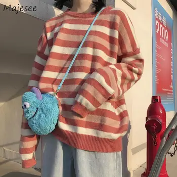 

Sweaters Women All-match Patchwork Loose Top Harajuku Knitting Warmer Fashionable Pullovers Student Korean Style Ulzzang Couple