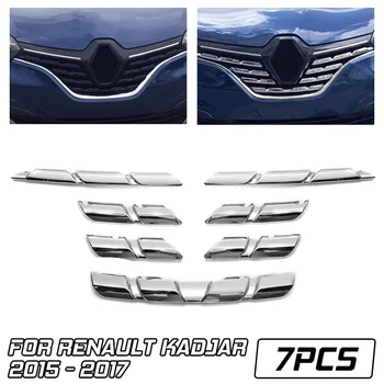 

7pcs for Renault Kadjar 2015 2016 2017 Car Front Grille Cover Trim Molding Chrome ABS Insert Bonnet Garnish Protector Sticker
