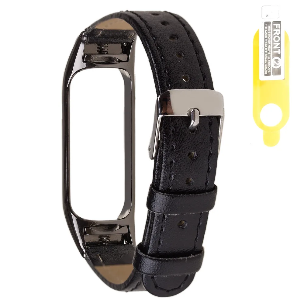 Mi Band 4 Bracelet for Xiaomi Mi Band 4 Strap PU Leather Miband 4 Wrist Band - Цвет: black