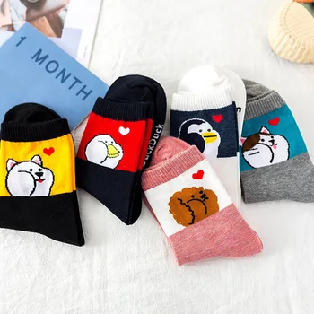 

New Personality funny Anime socks Fashion Cartoon happy women Sock novelty high quality Stitching pattern cotton crew skarpety