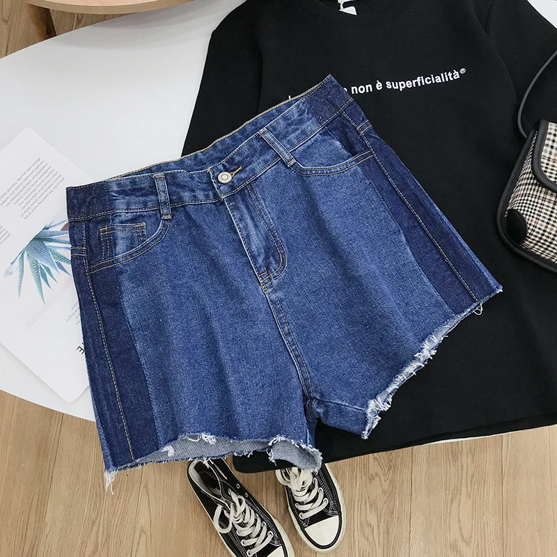 

Woman Shorts High Waist Loose Straight Denim Shorts Korean Style Solid Simple Pockets Casual Female Jeans Short 2020 Fashion