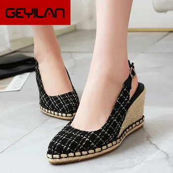 

Female Beach Bohemia Breathable Comfort Platform Closed Toe shoes Women Sandals Cloth Wedge Buckle Strappy Thick-Bottom Sandal