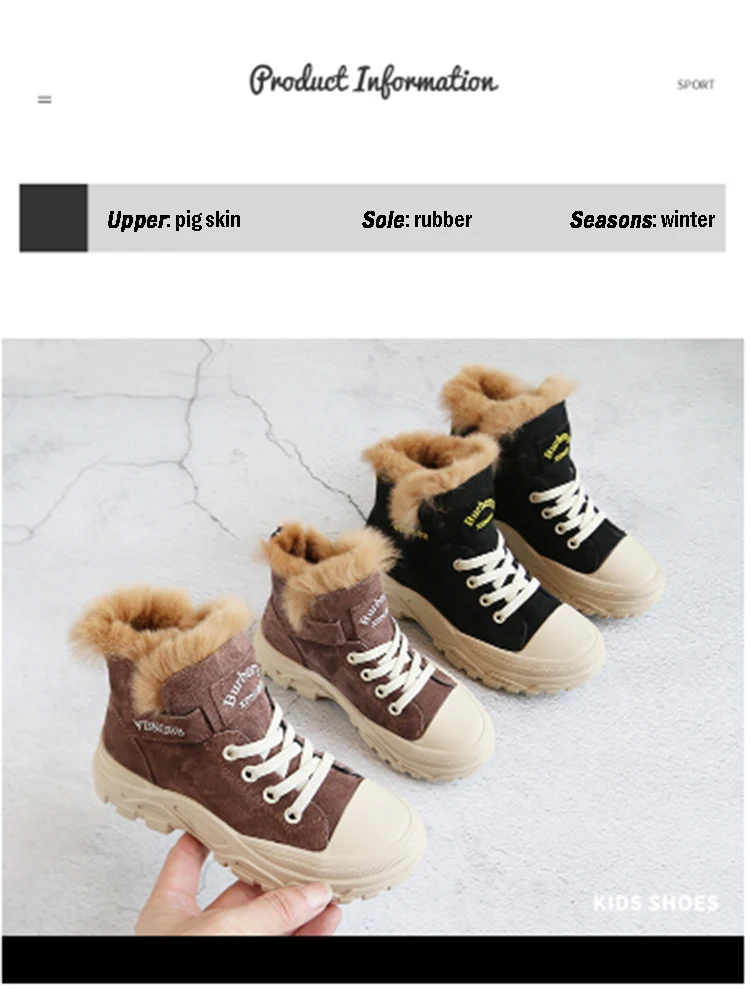 WinterCasualAthleticShoesStudent StyleWinterFlatChildren для ShoesLeatherMartin BootsSkidproofSoft SolesSnow сапоги