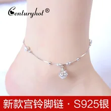 Японский Корейский браслет на ногу nv gong колокол выдалбливают колокольчик счастливые бусины Круглые бусины простые тонкие серебряные zu shi ноги украшения надписи N