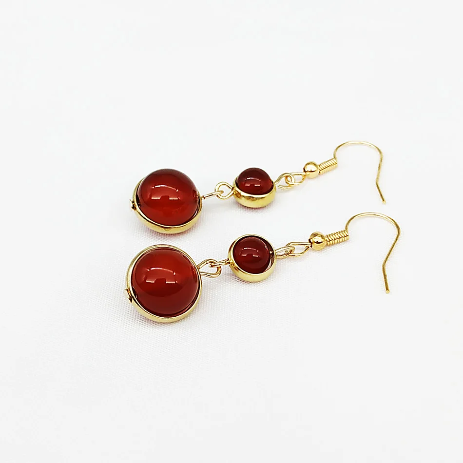 SHELA Red CarnelianTrendy Висячие серьги для женщин зеленый белый камень Бусины свисающие серьги маленькие милые модные ювелирные изделия