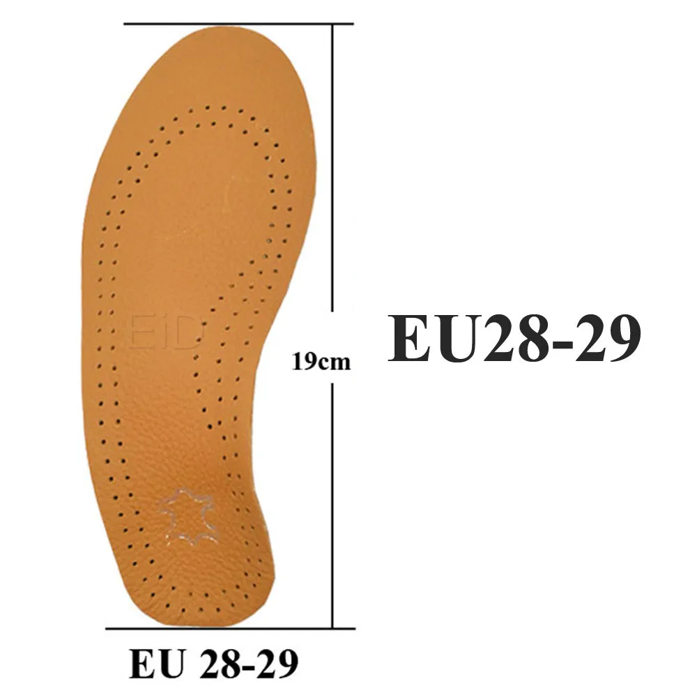 EiD кожаные детские ортопедические стельки для детской обуви плоская поддержка свода стопы ортопедические подушки коррекция уход за здоровьем ног стелька - Цвет: EU(28-29) 19cm