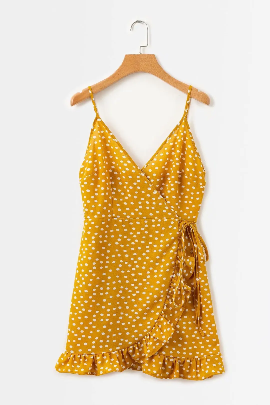 

2018 Western Style Autumn And Winter Women's Dress New Style Flounced Polka Dot Strapped Dress