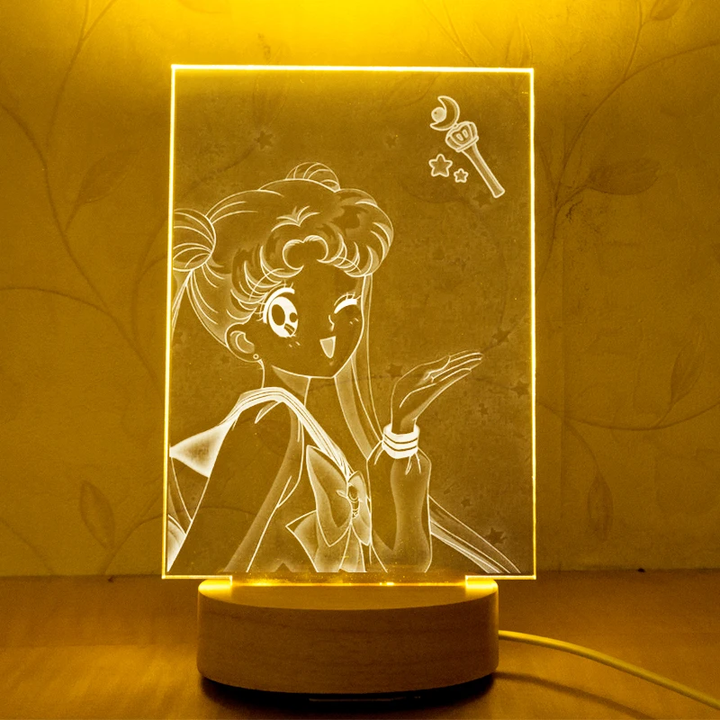 

Sailor Moon Tsukino Usagi 3 Colors Changing LED Night Light Anime Action Figure Photo Frame Table Lamp Bedroom Decoration Gifts