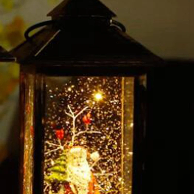 Промо-акция! Пение музыкальное освещенное рождественское водяное Сверкающее свисающее снежное шар фонарь с музыкой Рождественское украшение для дома