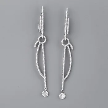 

CMajor Latest S925 Sterling Silver Imported 7A Cubic Zircon Korean Fashion Simple Temperament Tassel Dangle Earrings for Women