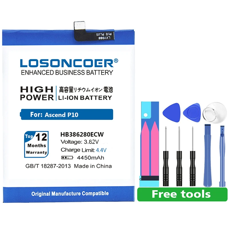 LOSONCOER 4450 мА/ч, HB386280ECW Батарея для huawei Ascend P10 honor 9 STF-L09 STF-AL10 STF-AL0 телефон Батарея~ на