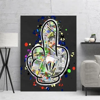

Home Decoration Posters Prints Wall Art Canvas 1 Panel Finger Money Pictures For Living Room Vintage Painting Modular Framework