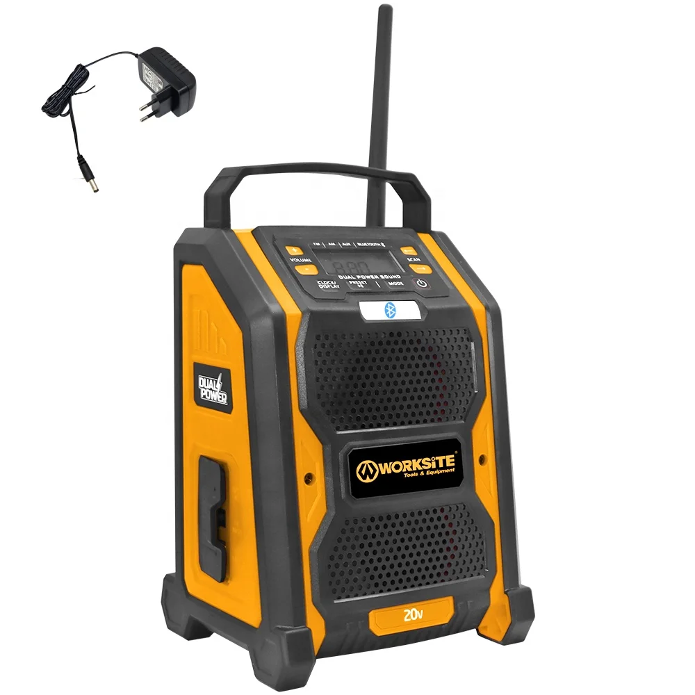 

Jobsite Radio Cordless Tools 20V Lithium ion Battery Portable Mini Construction Cordless Jobsite Working Radio