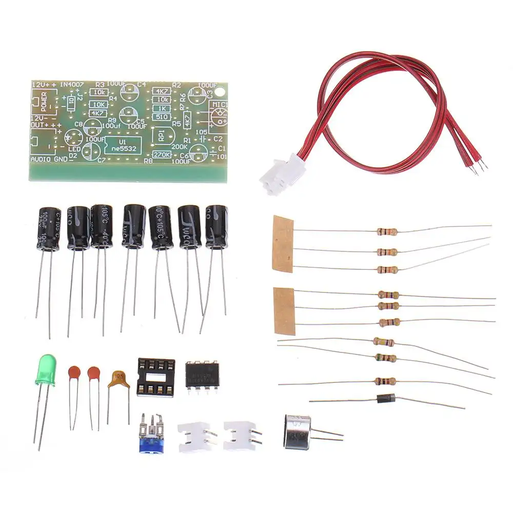 DC 12V 3.5mA микрофон звукосниматель аудио микрофон усилитель модуль DIY Kit двойной трек выход усиление регулируемый