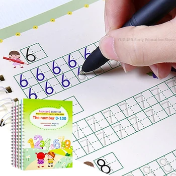 

4 Pieces/Set of Magic Copybooks For Children to Learn Calligraphy, English Letters And Repeatable Writing Practice Copybook Sets