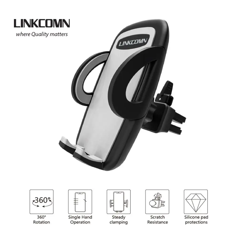 LINKCOMN автомобильная подставка для телефона Мобильный авто зажим Крепление на вентиляционное отверстие вращение на 360 градусов поддержка iPhone huawei Oppo Xiaomi samsung