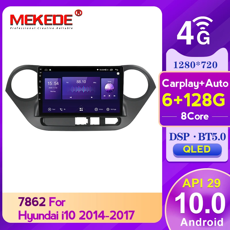 1280*720QLED экран Android 10 8core 6 + 128G carplay для HYUNDAI i10 2014 2015 2016 2017 автомобильный Dvd аудио Радио