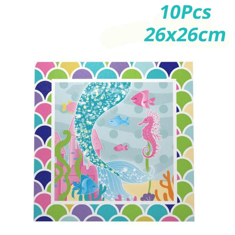 57pcs с днем рождения праздничный комплект русалки столовая посуда Бумага чашки блюдце соломы баннер из ткани для флагов Baby Shower вечерние украшения