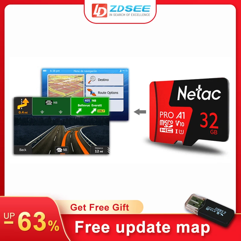 GPS map micro SD cards 32GB for Android 8.1 or higher New latest