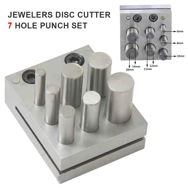 Jewelry Circle Round Cutting Disc Cutter 7 Hole Punch Set Metal Puncher