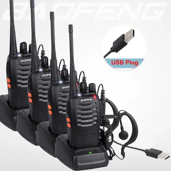 

4Pcs/lot BAOFENG BF-888S Walkie Talkie Two Way Radio Baofeng 888s UHF 400-470MHz 16CH Long Range Portable Transceiver+Earpiece N