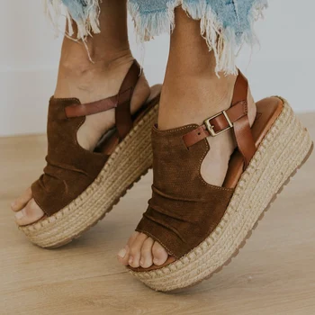 

Women Sandals Woman Platform Gladiator Wedges Female Buckle Strap Ladies Peep Toe Solid Shoes Women's Casual Footwear Plus Size