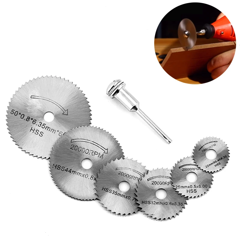 

YEODA 7PC HSS Circular Saw Blades Metal Wood Cutting Blades Disc Woodworking Grinding Sets For Rotary Tool Cutter Accessories
