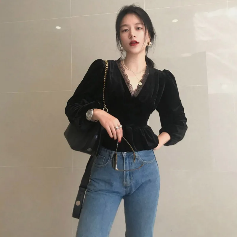 Vintage Lace Partchwork T-Shirts Spring Autumn
