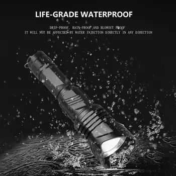 

LED Flashlight 4 Modes 5000LM Power Display Torch Glare Lamp for Outdoor Camping Notched Head with Oversized Lens Design